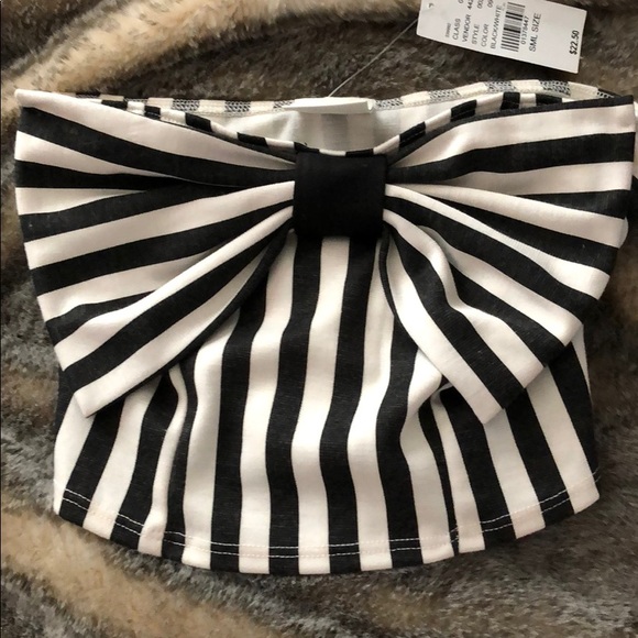 NWT l.a. hearts striped strapless crop top w/ bow - Picture 4 of 5